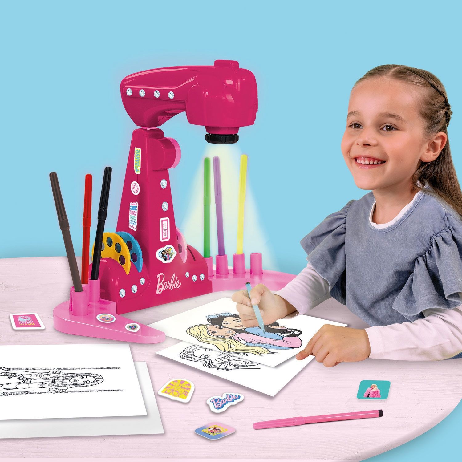 Barbie Σχολή Ζωγραφικής με Προτζέκτορα LED 32 Εικόνες για Παιδιά 5+ Ετών Lisciani 114078