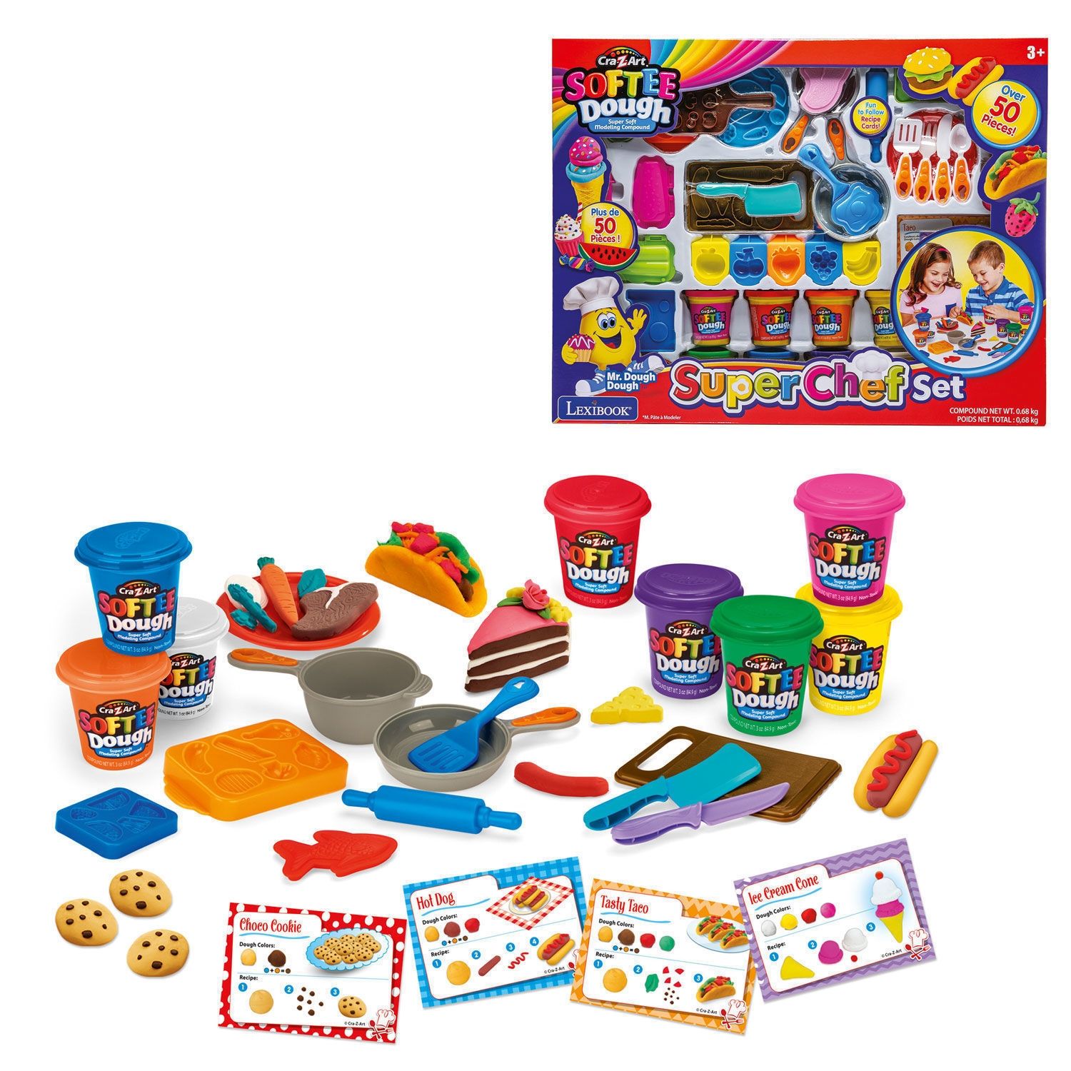 Cra-Z-Art Softee Dough Super Chef Set - Μαλακή Πλαστελίνη με 50+ Αξεσουάρ Κουζίνας - 3+ Ετών Lexibook CRDOUGH16