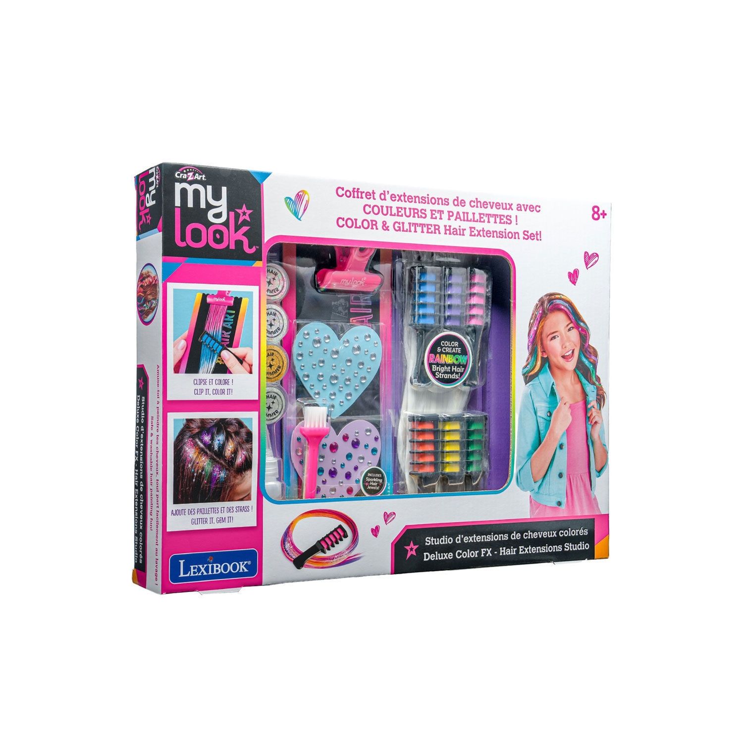 Cra-Z-Art My Look Deluxe Color FX Hair Extensions Studio - Σετ Βαφής & Διακόσμησης Μαλλιών με Glitter (8+ Ετών) Lexibook CRSS11