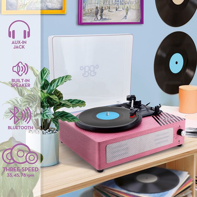 Barbie Πικάπ Βινυλίου 3 Ταχυτήτων με Bluetooth Ενσωματωμένο Ηχείο Ροζ Retro Design 12+ Ετών Lisciani 113637