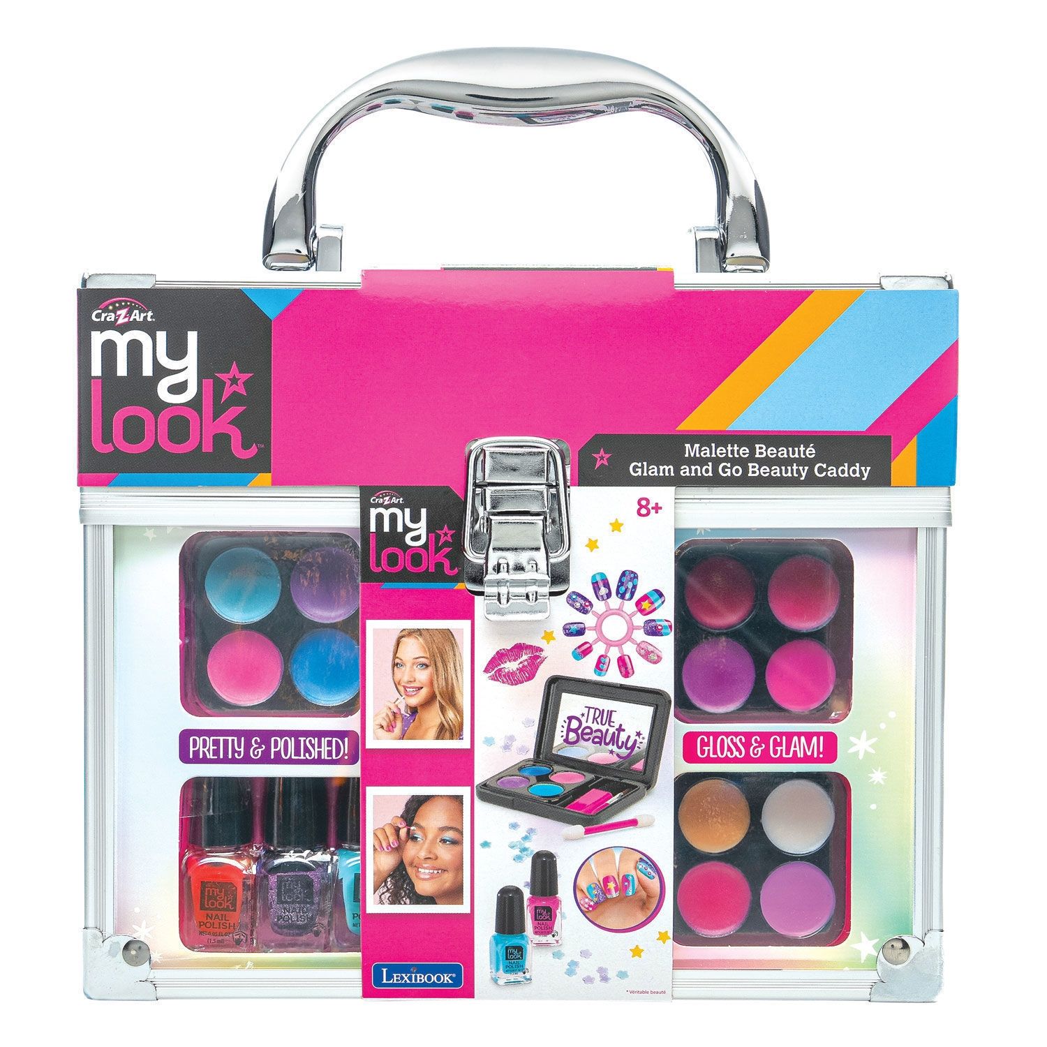 Glam and Go Beauty Caddy - Βαλιτσάκι Μακιγιάζ με Σκιές, Λιπ Gloss & Nail Art - 8+ Ετών Lexibook CRSS24